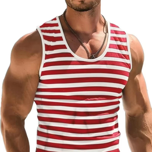 Camisetas sin mangas con gráfico de rayas Retro para hombre, chaleco informal sin mangas con estampado Digital, holgado, de secado rápido, transpirable, Anti-UV - Product Image 4