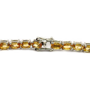 Joyería Bohemia fina de Hip Hop con piedras preciosas de citrino amarillo, conjunto de puntas de plata 925, pulsera de piedras preciosas en corte ovalado para hombres y mujeres - Product Image 3
