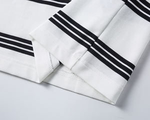 Nouvelle mode de chemises décontractées à revers extensible classique ajusté à manches courtes polos à rayures en tricot pour hommes avec logo personnalisé - Product Image 6