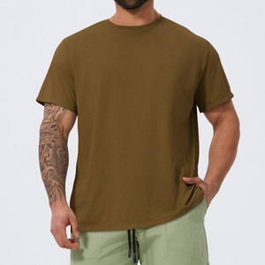 T-shirt en coton tricoté uni de qualité supérieure avec logo personnalisé, vente en gros OEM, 4XL, mélange de spandex, tissu Nexus 250g, unisexe, décontracté - Product Image 3