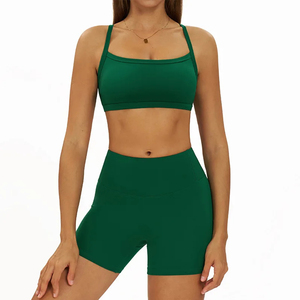Short extensible taille haute ensemble de soutien-gorge de sport respirant deux pièces vêtements de sport sans couture confortables pour Yoga Gym course Fitness imprimer - Product Image 3