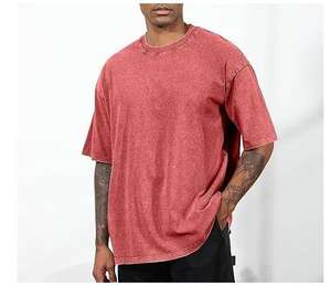 Camiseta lavada con piedra ácida 100% algodón para hombre, camisetas Vintage con hombros caídos, ropa deportiva de verano para hombre, camisetas de gimnasio, ropa para hombre - Product Image 2