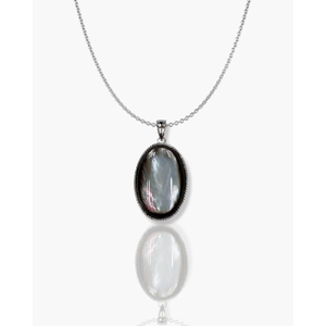 Colgante Ovalado Vintage de Plata de Ley con Perla de Agua Dulce y Moissanita - Product Image 1