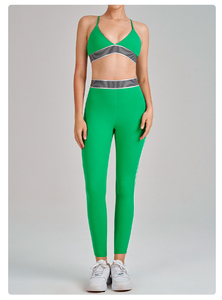 Conjuntos de mallas deportivas de cintura alta para levantar los glúteos, ropa de Yoga para mujer, conjuntos de ropa de dos piezas, ropa de gimnasio para correr para mujer, logotipo personalizado - Product Image 5