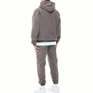 Survêtement personnalisé avec logo pour homme, sweat-shirt en coton, jogging deux pièces, vêtements décontractés, survêtement délavé à l'acide, ensemble jogging en coton et polyester mélangé - Product Image 5