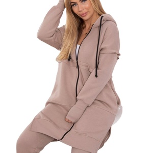 Sweat à capuche à manches longues pour femme, ensemble de survêtement complet avec fermeture éclair et pantalon - Product Image 1