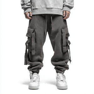 Cargo Baggy Jogger Fleece Men <b>Winter</b> Streetwear Mid Weight Fleece <b>Trouser</b> Pajama Outdoor Oversize Cargo Sweat Pants Men's - Product Image 2