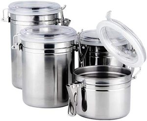 <b>set</b> of 3 pieces Stainless Steel <b>Canister</b> <b>set</b> with clear acrylic lid For home kitchen restaurant in wholesale - Product Image 3