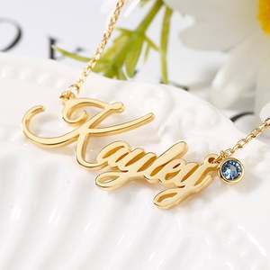 Jeulia Personalized Sterling Silver <b>Name</b> <b>Necklace</b> <b>with</b> <b>Birthstone</b>-Trendy Rhodium Plated Gift - Product Image 5