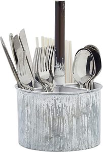 Galvanized Handmade White Metal Utensils Holder For Kitchen Accessories - Product Image 5