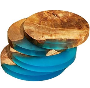 Par A Z Artisanat Sous-verre en résine époxy en bois d'acacia pour hôtel Thé Boissons Boissons Sous-verres en verre Tasse à thé Café Sous-verre avec logo - Product Image 5