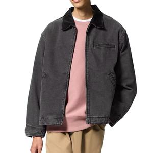 Veste universitaire décontractée en toile de coton pour homme, de qualité supérieure, teinte unie, col rabattu, imperméable, respirante, fermeture éclair - Product Image 2