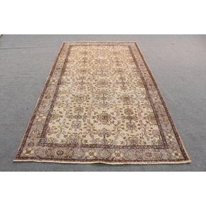 Turkish Rug, Area 4.8x8.2 ft Vintage Rug, <b>Brown</b> Oriental <b>Wool</b> Rug - Product Image 1