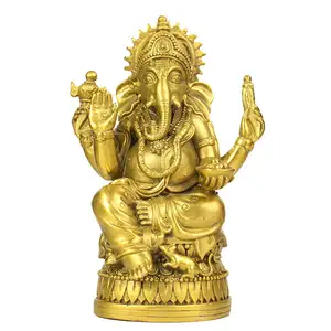 Moderne dekorative Besetzung Thailand Ganesh Statue kleine Messing religiöse Handwerk Gold Ganesha Skulptur Bronze Home Decor