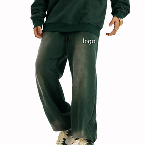 Custom Logo Washed French Terry Men Sweat Pants Casual Vintage Jogger Cotton Acid Wash Men's <b>Trousers</b> - Product Image 1