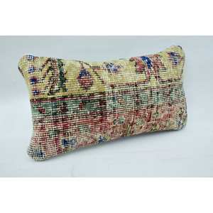 Multicolor Vintage Floral Kantha <b>Patchwork</b> Wool Pillow 8x16 Inch Decorative Cushion for <b>Bedding</b> Floor Woven Embroidered Print - Product Image 2