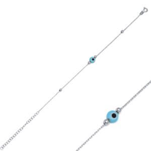 Tiny Turkish Eye Design Charm <b>Thin</b> <b>Bracelet</b> Turkish Wholesale Handcrafted 925 Sterling <b>Silver</b> Jewelry - Product Image 3