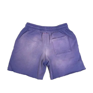Short de sport personnalisé uni coton éponge français polaire Jogger pour hommes Short vintage avec cordon de serrage lavé à l'acide bord brut - Product Image 5