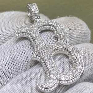 Colgante Unisex de Plata de Ley 925 con Letra B Personalizada, Incrustado con Diamantes Moissanite VVS, Brillante y de Alto Brillo - Product Image 6