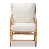 Silla de mimbre natural hecha a mano de estilo elegante básico de nuevo diseño para sala de estar o villa de hotel y restaurante de Vietnam G107