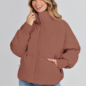 Breathable Thick Woven Quilted 100% Polyester Filled Winter Puffer <b>Jacket</b> Women Loose - Product Image 1