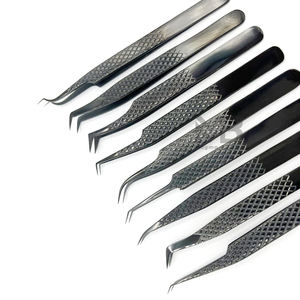 Pinces à épiler pour extensions de cils en plasma noir de qualité supérieure, poignée diamant, acier inoxydable japonais avec nom de marque personnalisé - Product Image 4