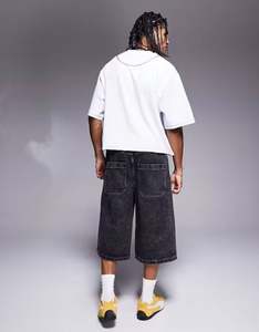 Ropa de calle de verano, pantalones cortos de mezclilla de algodón lavados desgastados holgados personalizados rectos para hombres, pantalones vaqueros de moda Vintage para hombres - Product Image 3