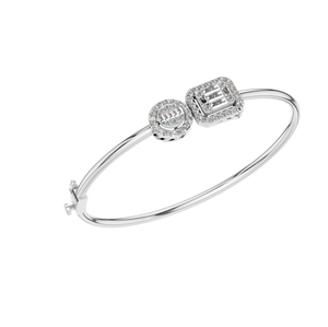 14K สร้อยข้อมือทองแท้ดีไซน์เนอร์เสน่ห์แบบเปิดคู่พร้อมเพชรที่ปลูกในห้องปฏิบัติการสำหรับงานแต่งงาน - Product Image 5