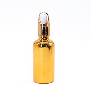 Flacon compte-gouttes rond à épaule plate en verre pour sérum, 5 ml, 15 ml, 30 ml, 40 ml, 50 ml, jaune, avec vaporisateur - Product Image 2