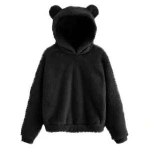 Sweat-shirt à capuche en polaire sherpa personnalisé avec des oreilles d'ours mignonnes, unisexe, pull-over, sweat-shirt lourd en peluche pour homme - Product Image 2