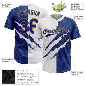 Bleu gris manches lettres personnalisé Sublimation Softball Baseball 2 boutons Jersey noir 2 boutons baseball Club Jersey vente entière - Product Image 3