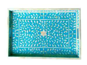 Bandeja Decorativa Artesanal con Adornos Árabes, Bandeja de Servir de Lujo Árabe con Incrustaciones de Hueso, Intrincada, Ideal para Ramadán - Product Image 5