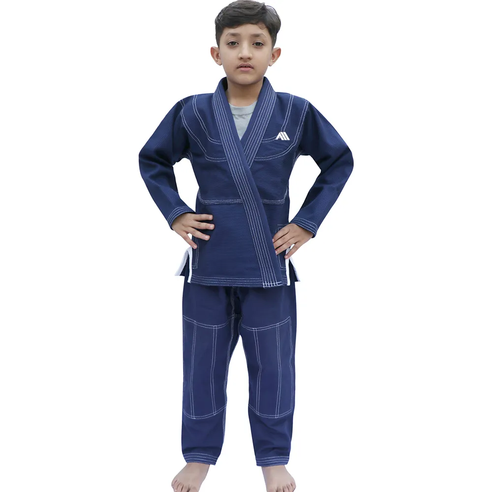 BJJ Kids Jiu Jitsu Gi เข็มขัดสีขาวน้ำหนักเบา,ชุดเครื่องแบบ Jiu Jitsu แบบบราซิลเลี่ยน Grappling Preshrunk Kimonos