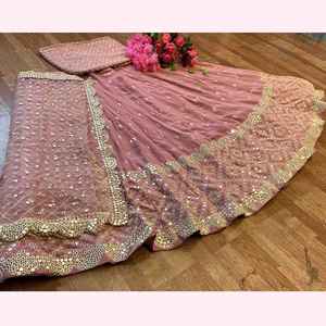 Nouveauté 2022, vêtements de mariage, couleur magenta tendance, lehenga choli en faux georgette lourd avec broderie et travail de miroir, fournisseur - Product Image 2