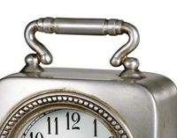 Horloge de table de forme carrée en métal laiton AK avec poignée supérieure et base à boule ronde en nickel fini antique pour la décoration intérieure de table