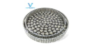 High Good Quality Mother Of Pearl Trays <b>Set</b> <b>Table</b> Serving Decorative Trays Durable Wicker Eco friendly <b>Dining</b> Room Home Decor - Product Image 3