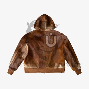 UNBRIDLEDS INDUSTRY Double Zip Cowhide Hoodie Brown <b>Men's</b> Winter Breathable Windproof Heated - Product Image 2