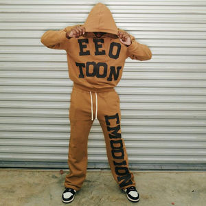 Nuevo chándal elegante informal de peso pesado para hombre, chándal con capucha, estampado de flores, sudadera y pantalón, chándal para hombre - Product Image 1