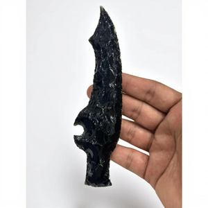 มีดสั้นหินออบซิเดียนสีดำใบมีดแกะสลักหินธรรมชาติทำขึ้นเพื่อความสวยงามเป็นเอกลักษณ์ - Product Image 3