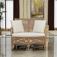 Canapé confortable à deux places de style asiatique classique en Cordella pour hôtel, villa, appartement, salon, fabrication indonésienne CV Craftindo
