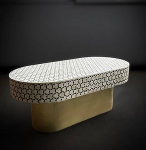 Furnitur ruang tamu Modern meja Pusat sempit kayu hitam putih dengan bangku tatahan tulang & bangku oleh Mode kerajinan <span class=keywords><strong>India</strong></span> - Product Image 4