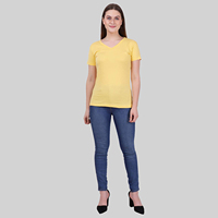 T-shirt pour femme avec appliques au col, en jersey de coton doux, à manches courtes, décontracté, pour l'été, séchage rapide, respirant, fabrication pour