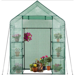 Moderno Túnel de Jardín Mini 1.4x2 para Balcón, Fácil de Montar, de PVC y Policarbonato, para Cultivo de Plantas, con Estructura de Madera y Hierro - Product Image 2