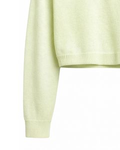 Suéter Polo Corto Verde Claro Personalizado para Mujer, Suéter de Punto Suave de Manga Larga con Botones, Top Informal de Moda de Invierno - Product Image 6
