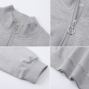 Ventas al por mayor de alta calidad otoño hombro caído Color sólido Zip up Stand Collar Crop Top mujeres sudaderas con capucha transpirables mujeres sudaderas con capucha - Product Image 5