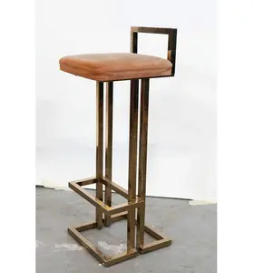 Lüks kahverengi kadife yüksek ayak sandalye paslanmaz çelik Bar taburesi sayaç sandalye için parti olay kulübü ev mobilyaları