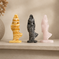 Figurine de spiritueux féminin en cristal naturel poli, sculptée, avec capuche, décoration d'Halloween, cadeau de cristal de guérison