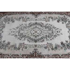 Turkish Vintage Rug 3.8x6.9 ft (117x211 cm), <b>Brown</b> <b>Wool</b> Rug - Product Image 5