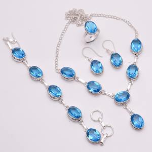 Conjunto de joyas de piedras preciosas de cuarzo cristal natural, conjunto de collar y pulsera, joyería personalizada al por mayor de Plata de Ley 925 - Product Image 5