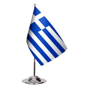 Drapeaux de bureau de la Grèce imprimés numériquement, mât de drapeau en aluminium - Product Image 1